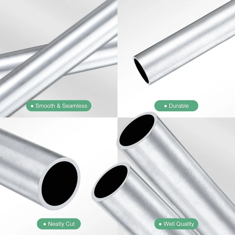 2-Pack 6063 Aluminum Round Tube, 17mmx20mm(IDxOD) 300mm Length Straight Tubing