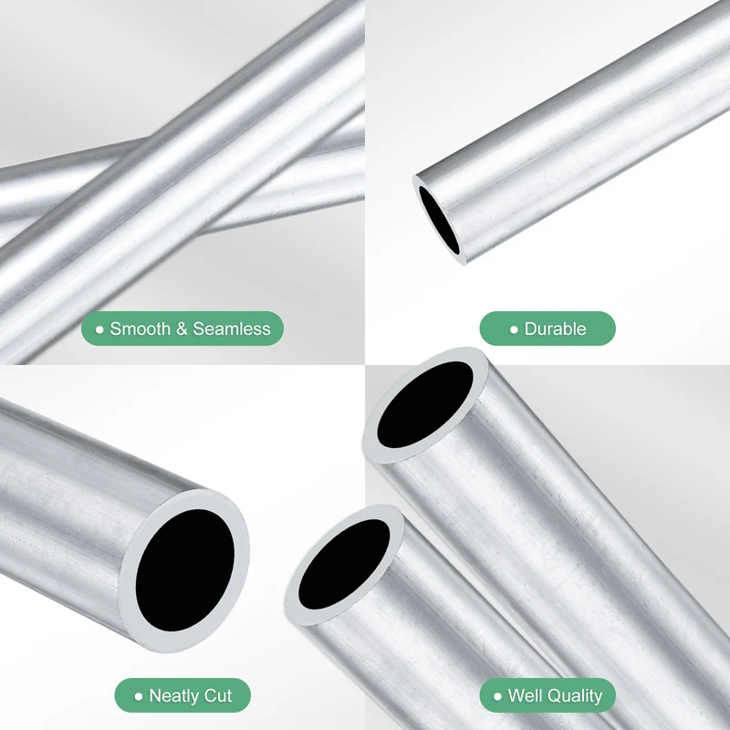 2-Pack 6063 Aluminum Round Tube, 15mmx20mm(IDxOD) 300mm Length Straight Tubing