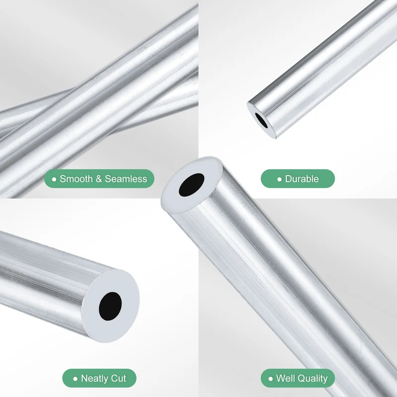 1-Pack 6063 Aluminum Round Tube, 7mmx16mm(IDxOD) 300mm Length Straight Tubing