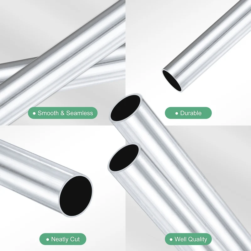2-Pack 6063 Aluminum Round Tube, 12mmx14mm(IDxOD) 300mm Length Straight Tubing