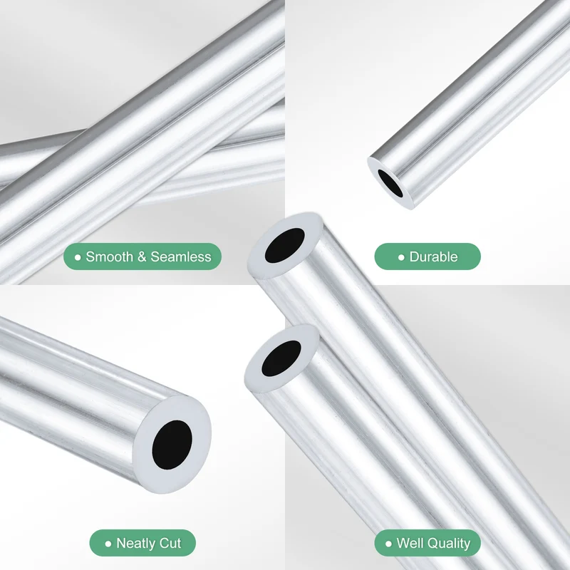 2-Pack 6063 Aluminum Round Tube, 8mmx14mm(IDxOD) 300mm Length Straight Tubing