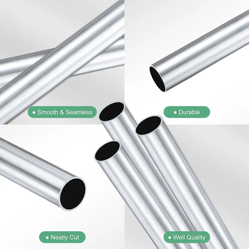 3-Pack 6063 Aluminum Round Tube, 11mmx13mm(IDxOD) 300mm Length Straight Tubing