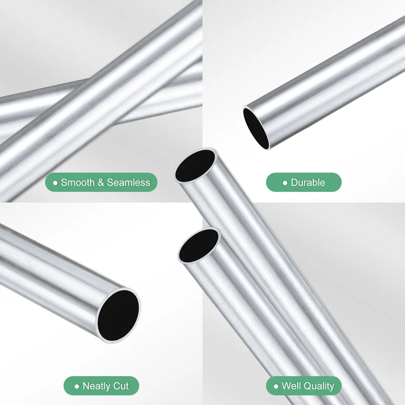 2-Pack 6063 Aluminum Round Tube, 11mmx13mm(IDxOD) 300mm Length Straight Tubing