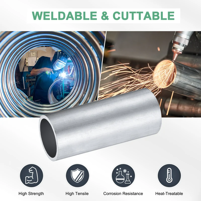2-Pack 6063 Aluminum Round Tube, 34mmx40mm(IDxOD) 100mm Length Straight Tubing