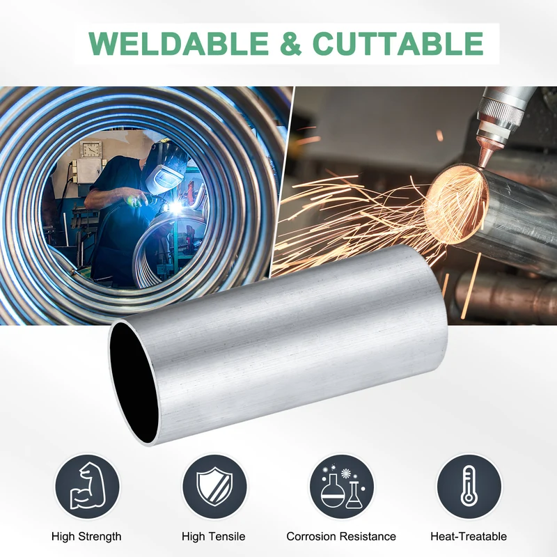 2-Pack 6063 Aluminum Round Tube, 37mmx40mm(IDxOD) 100mm Length Straight Tubing