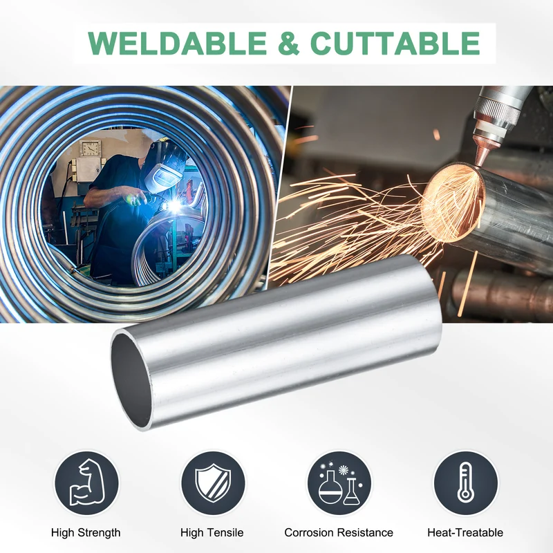 2-Pack 6063 Aluminum Round Tube, 29mmx32mm(IDxOD) 100mm Length Straight Tubing