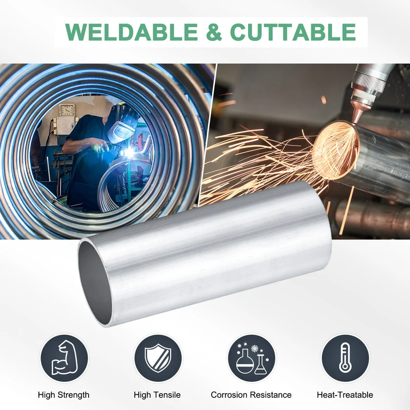 2-Pack 6063 Aluminum Round Tube, 35mmx38mm(IDxOD) 100mm Length Straight Tubing