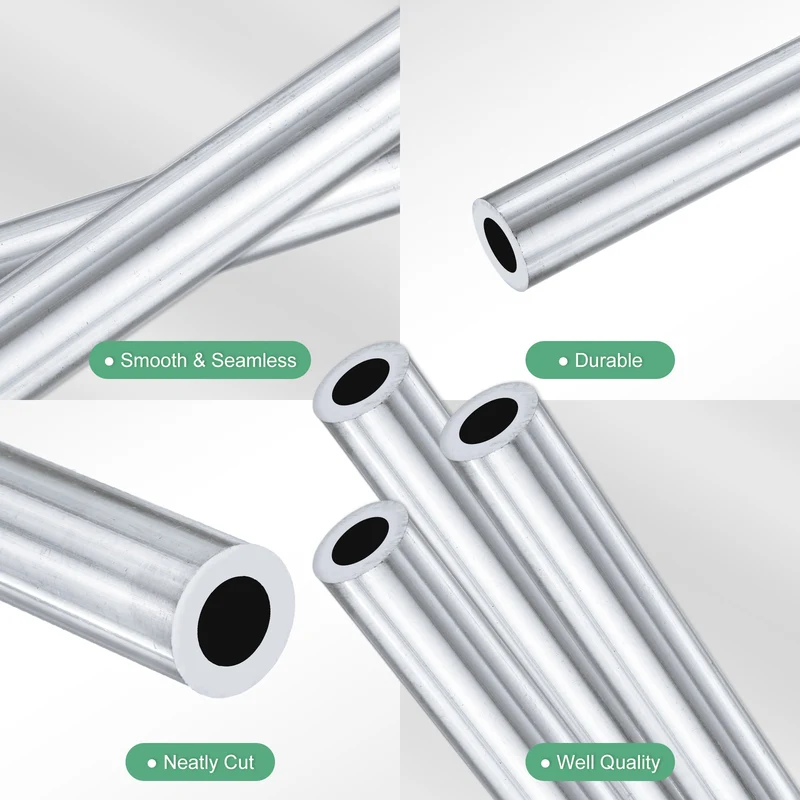 3-Pack 6063 Aluminum Round Tube, 10mmx17mm(IDxOD) 300mm Length Straight Tubing