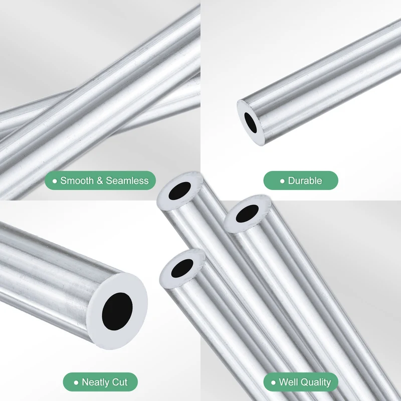 3-Pack 6063 Aluminum Round Tube, 8mmx17mm(IDxOD) 300mm Length Straight Tubing