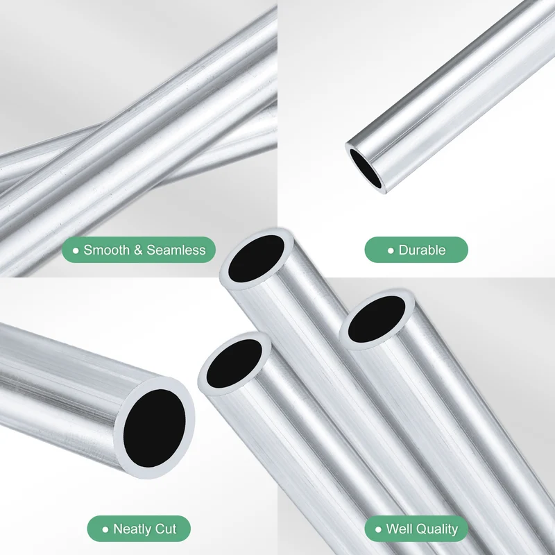 3-Pack 6063 Aluminum Round Tube, 12mmx16mm(IDxOD) 300mm Length Straight Tubing