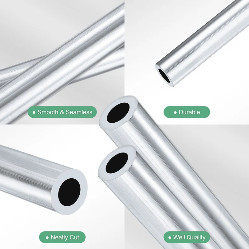 2-Pack 6063 Aluminum Round Tube, 10mmx16mm(IDxOD) 300mm Length Straight Tubing