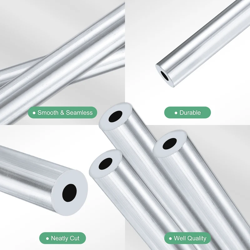 3-Pack 6063 Aluminum Round Tube, 7mmx16mm(IDxOD) 300mm Length Straight Tubing