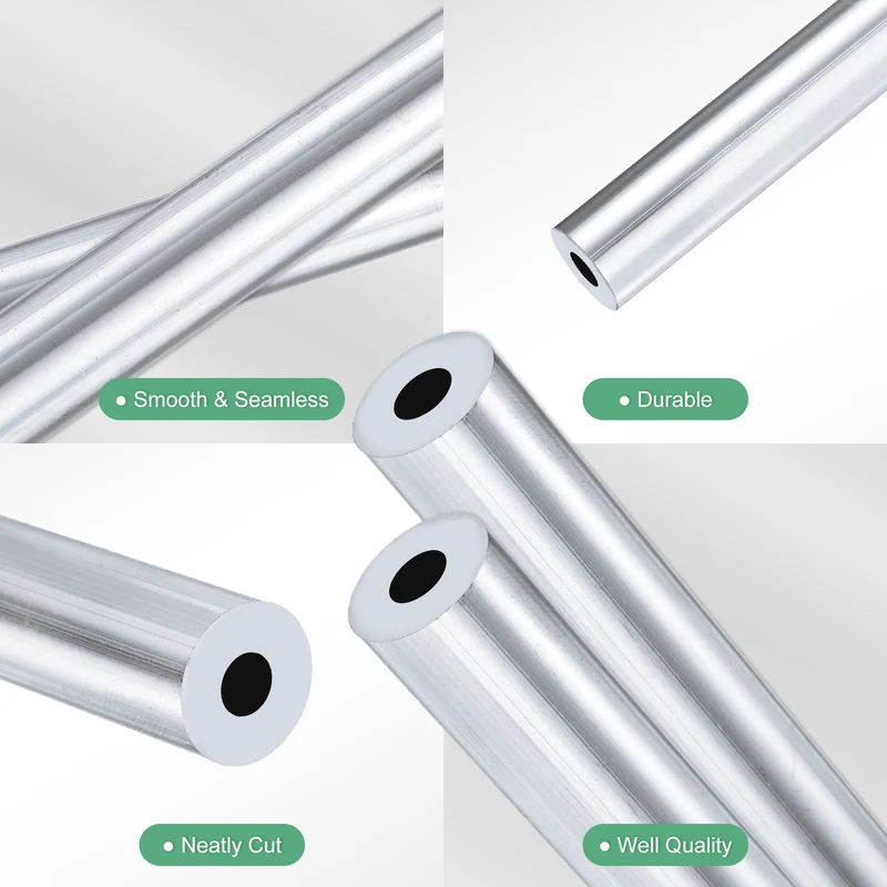 2-Pack 6063 Aluminum Round Tube, 7mmx16mm(IDxOD) 300mm Length Straight Tubing