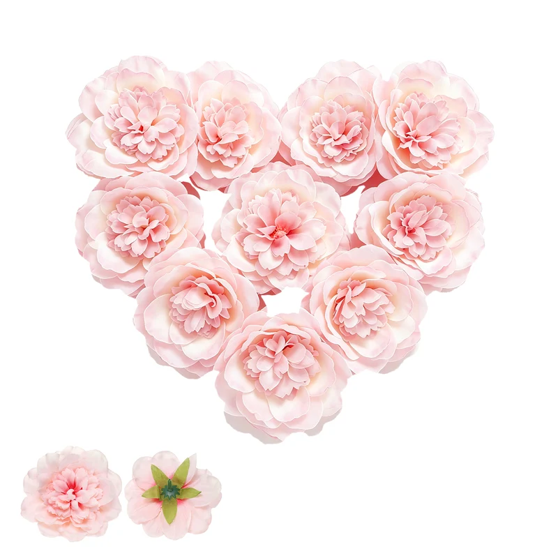 10 Pcs Fake Flower Heads, Artificial Flowers Hydrangea Heads, Rose Champagne
