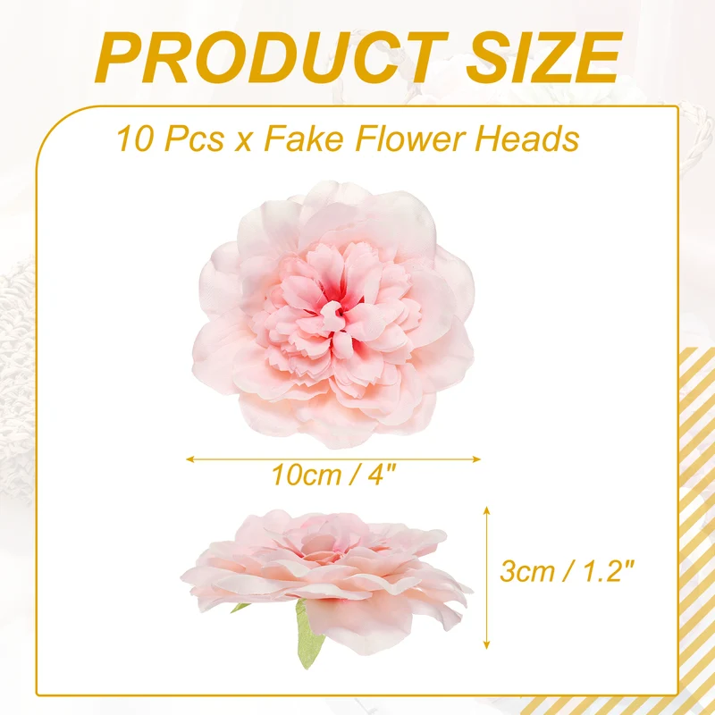 10 Pcs Fake Flower Heads, Artificial Flowers Hydrangea Heads, Rose Champagne
