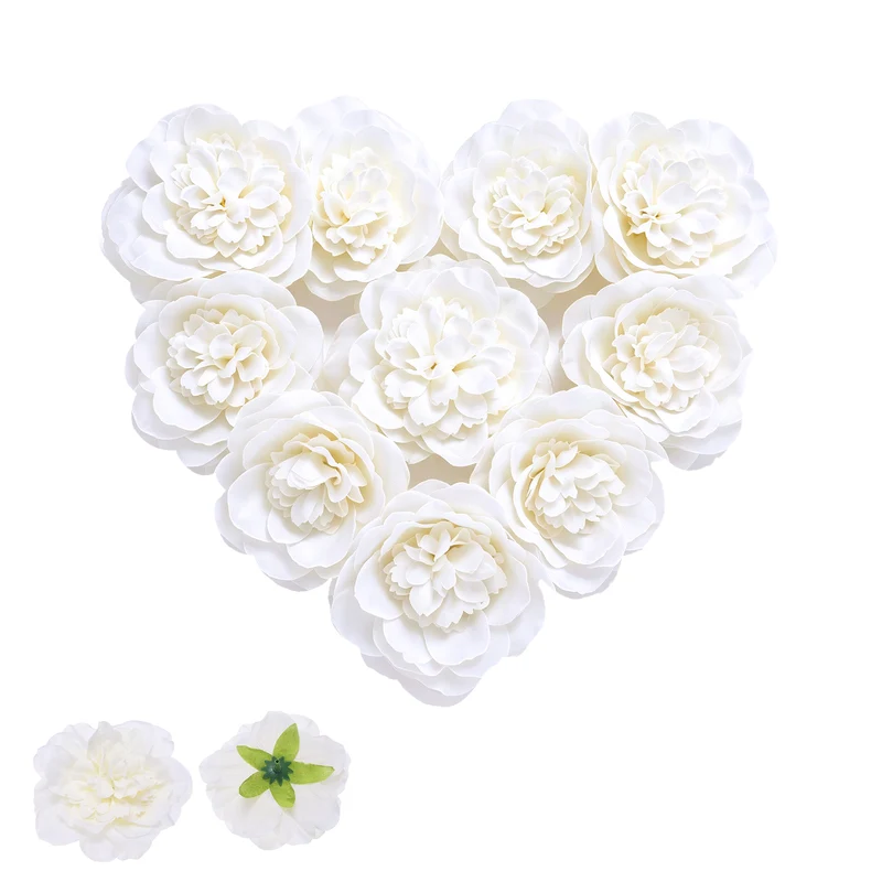 10 Pcs Fake Flower Heads, Artificial Flowers Hydrangea Heads, Cream