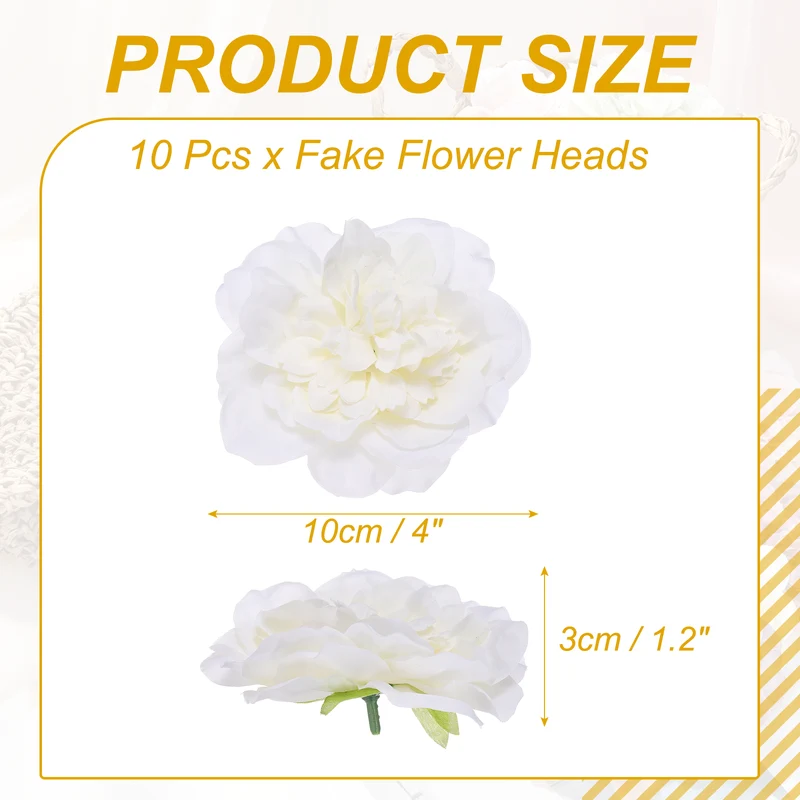 10 Pcs Fake Flower Heads, Artificial Flowers Hydrangea Heads, Cream