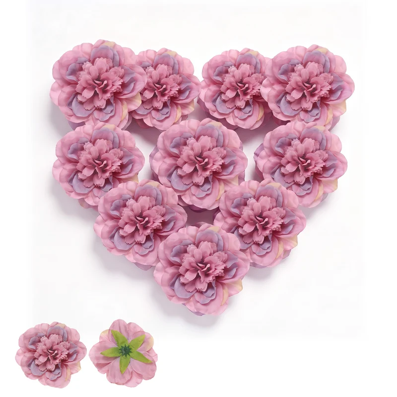 10 Pcs Fake Flower Heads, Artificial Flowers Hydrangea Heads, Light Dusty Rose