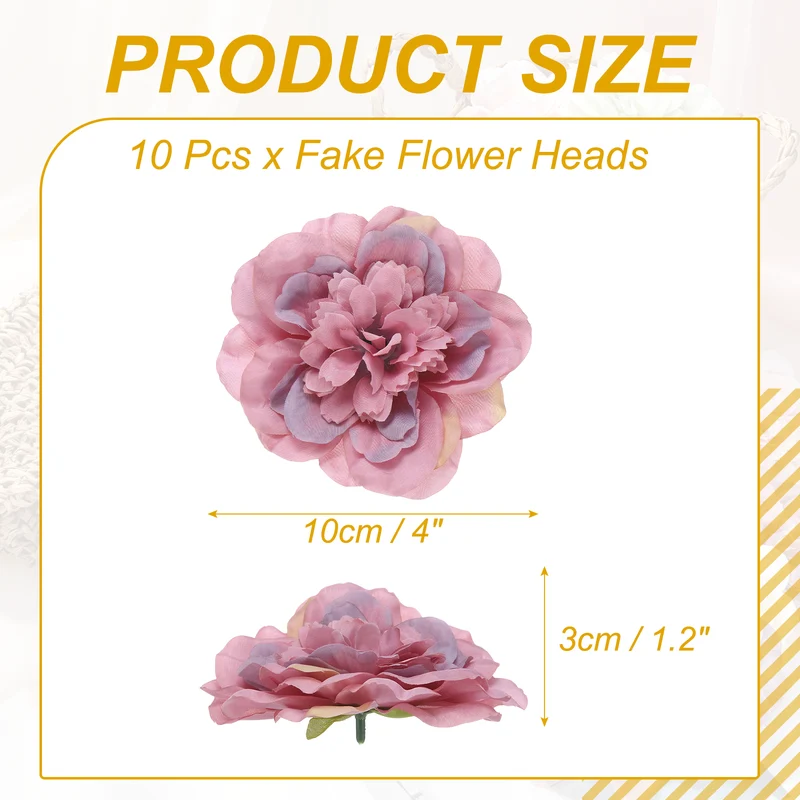10 Pcs Fake Flower Heads, Artificial Flowers Hydrangea Heads, Light Dusty Rose
