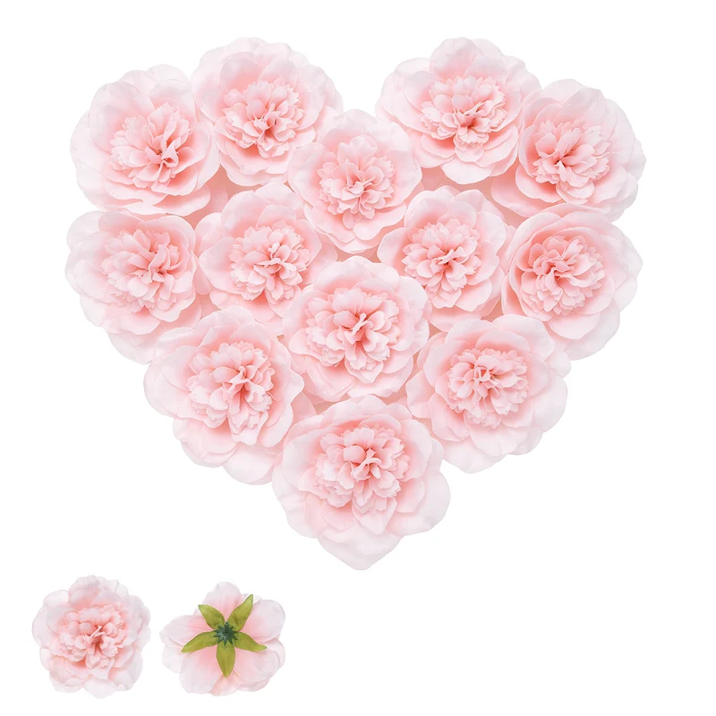 10 Pcs Fake Flower Heads, Artificial Flowers Hydrangea Heads, Light Pink