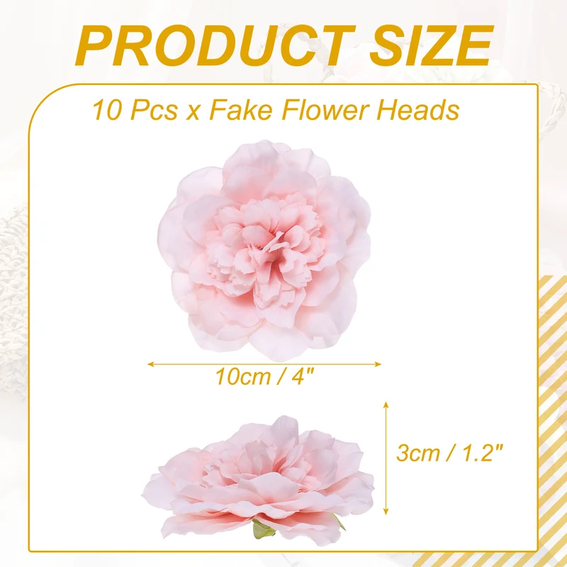 10 Pcs Fake Flower Heads, Artificial Flowers Hydrangea Heads, Light Pink