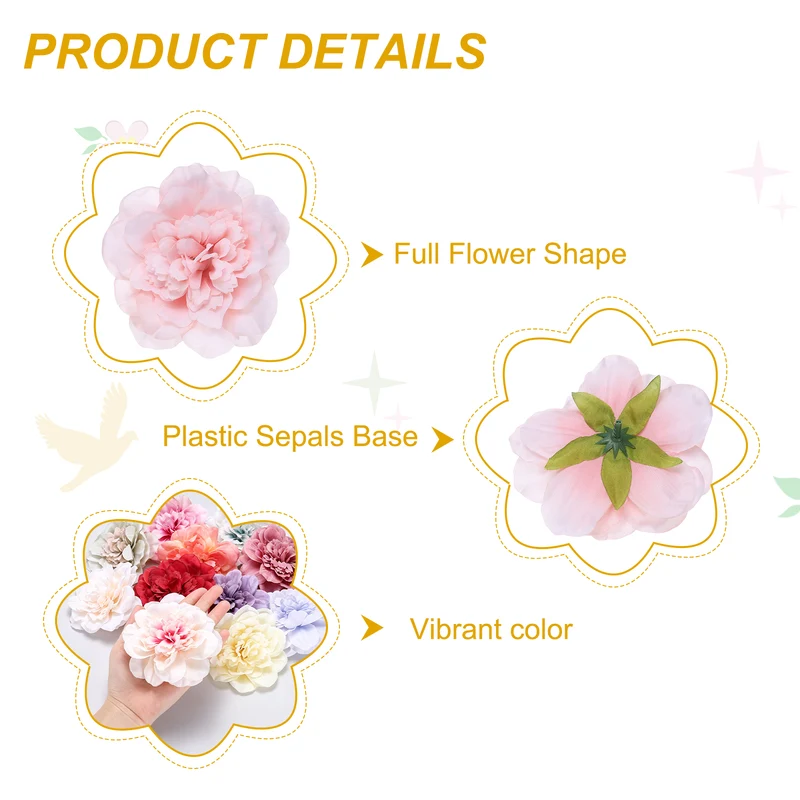 10 Pcs Fake Flower Heads, Artificial Flowers Hydrangea Heads, Light Pink