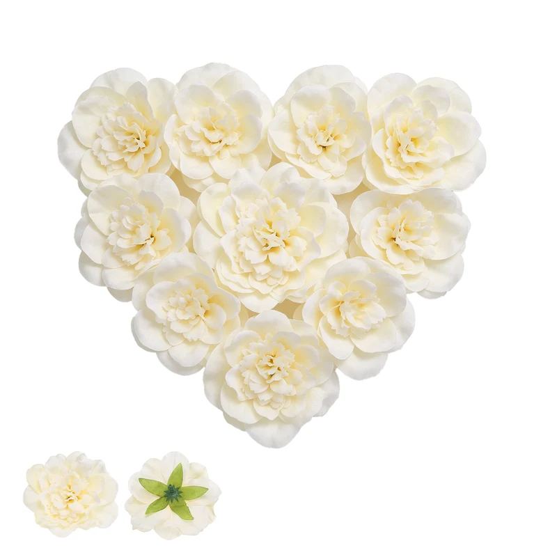 10 Pcs Fake Flower Heads, Artificial Flowers Hydrangea Heads, Light Yellow