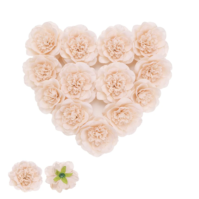 10 Pcs Fake Flower Heads, Artificial Flowers Hydrangea Heads, Light Coffee