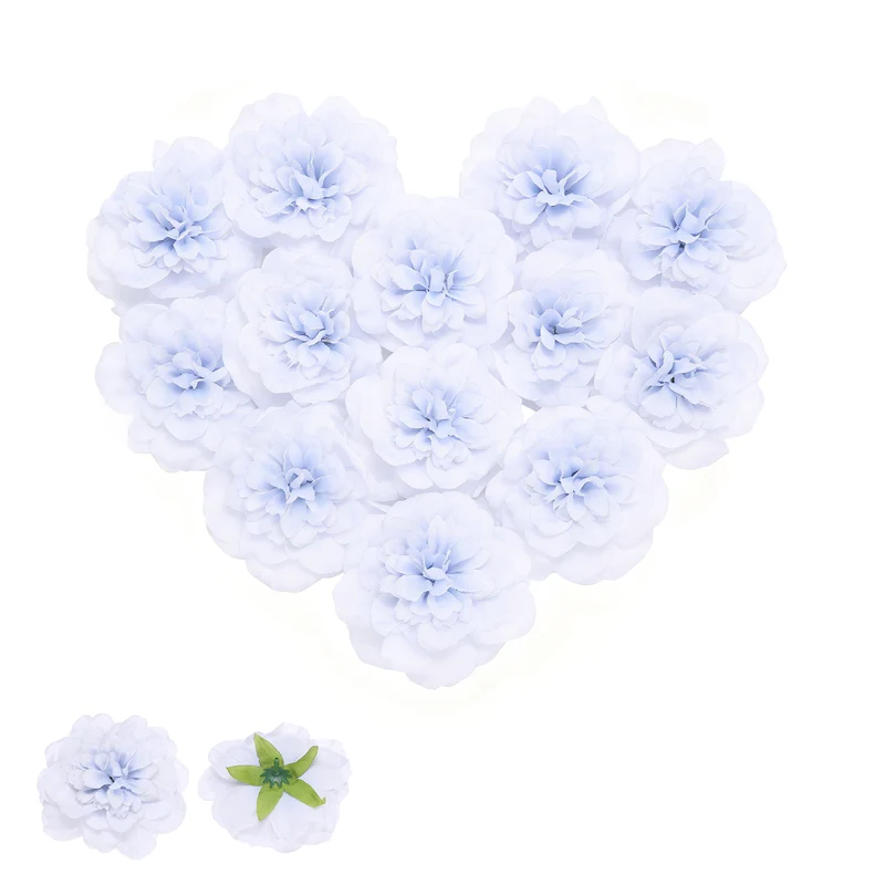 10 Pcs Fake Flower Heads, Artificial Flowers Hydrangea Heads, Light Blue