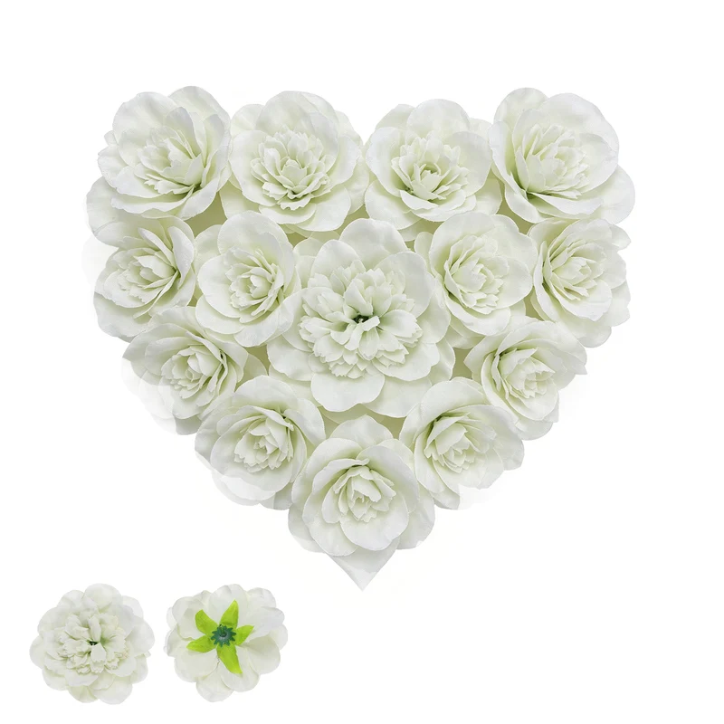 10 Pcs Fake Flower Heads, Artificial Flowers Hydrangea Heads, Light Green