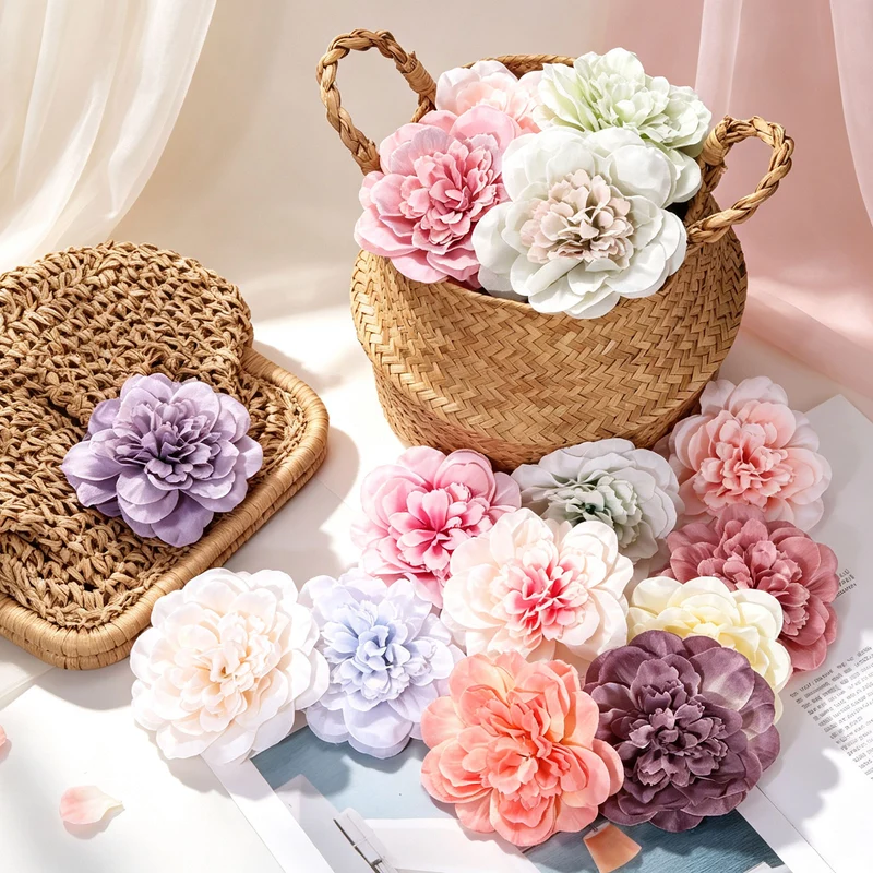 10 Pcs Fake Flower Heads, Artificial Flowers Hydrangea Heads, Light Green