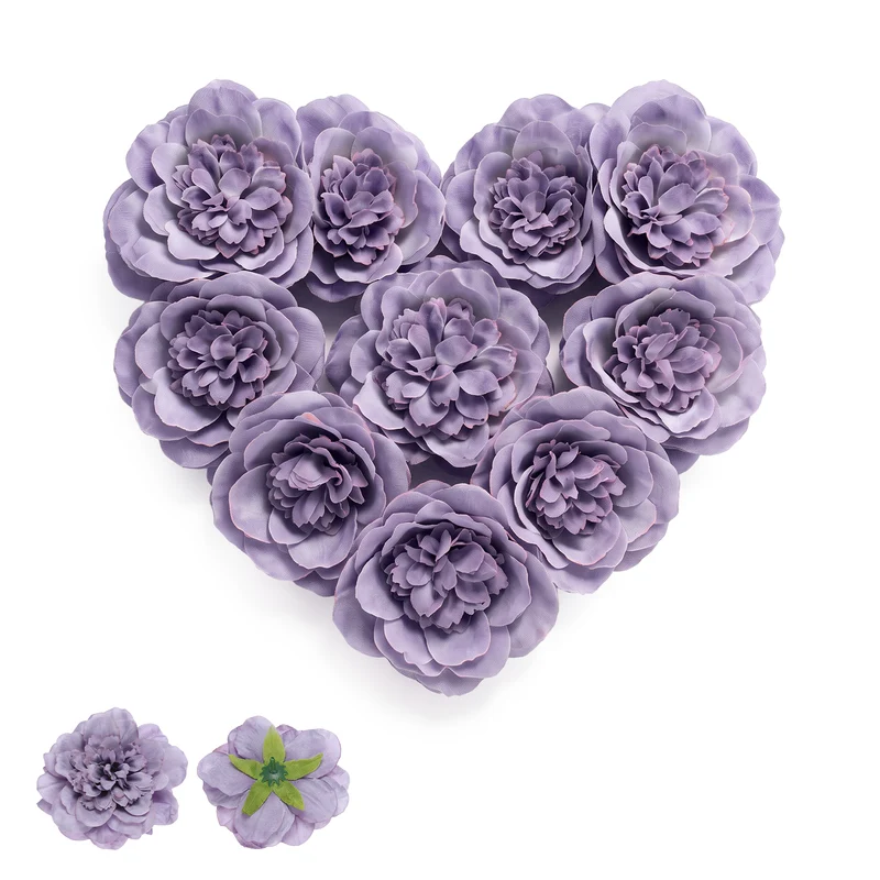10 Pcs Fake Flower Heads, Artificial Flowers Hydrangea Heads, Light Purple