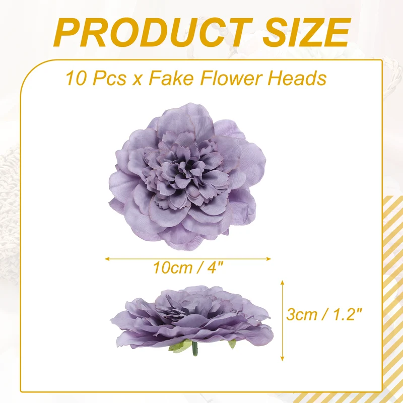 10 Pcs Fake Flower Heads, Artificial Flowers Hydrangea Heads, Light Purple