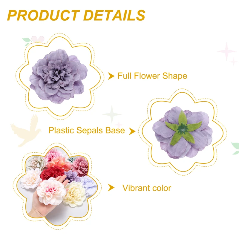 10 Pcs Fake Flower Heads, Artificial Flowers Hydrangea Heads, Light Purple