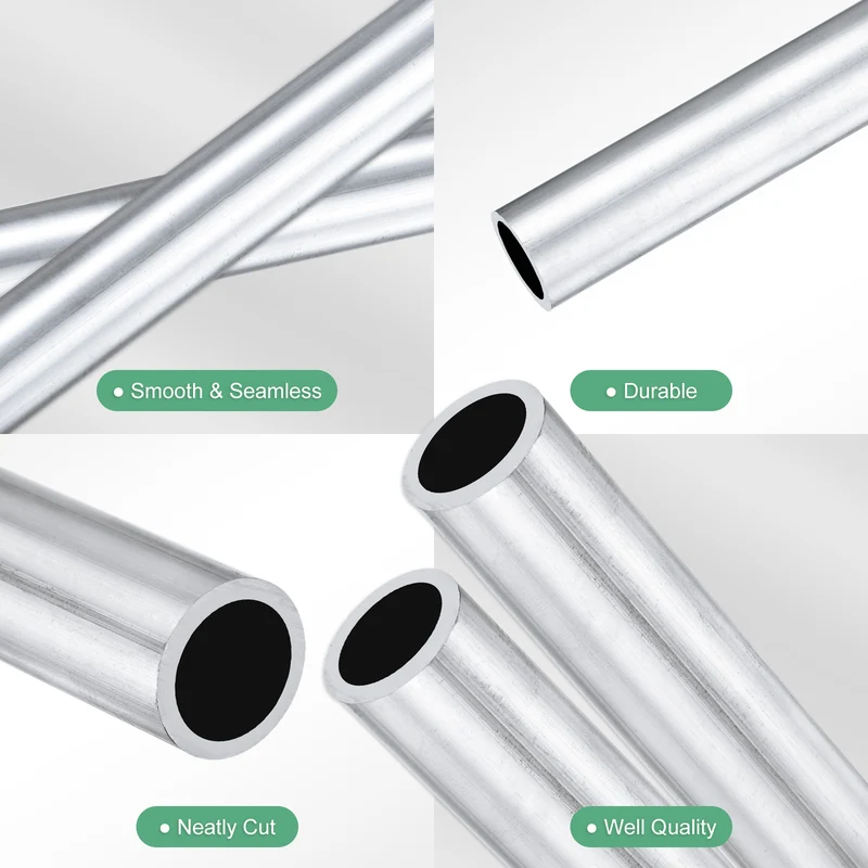 2-Pack 6063 Aluminum Round Tube, 14mmx18mm(IDxOD) 300mm Length Straight Tubing
