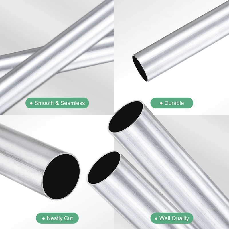 2-Pack 6063 Aluminum Round Tube, 15mmx16mm(IDxOD) 300mm Length Straight Tubing
