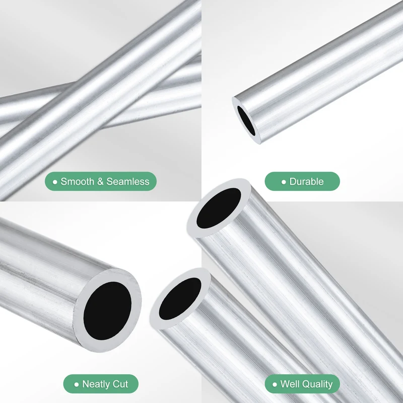 2-Pack 6063 Aluminum Round Tube, 11mmx16mm(IDxOD) 300mm Length Straight Tubing
