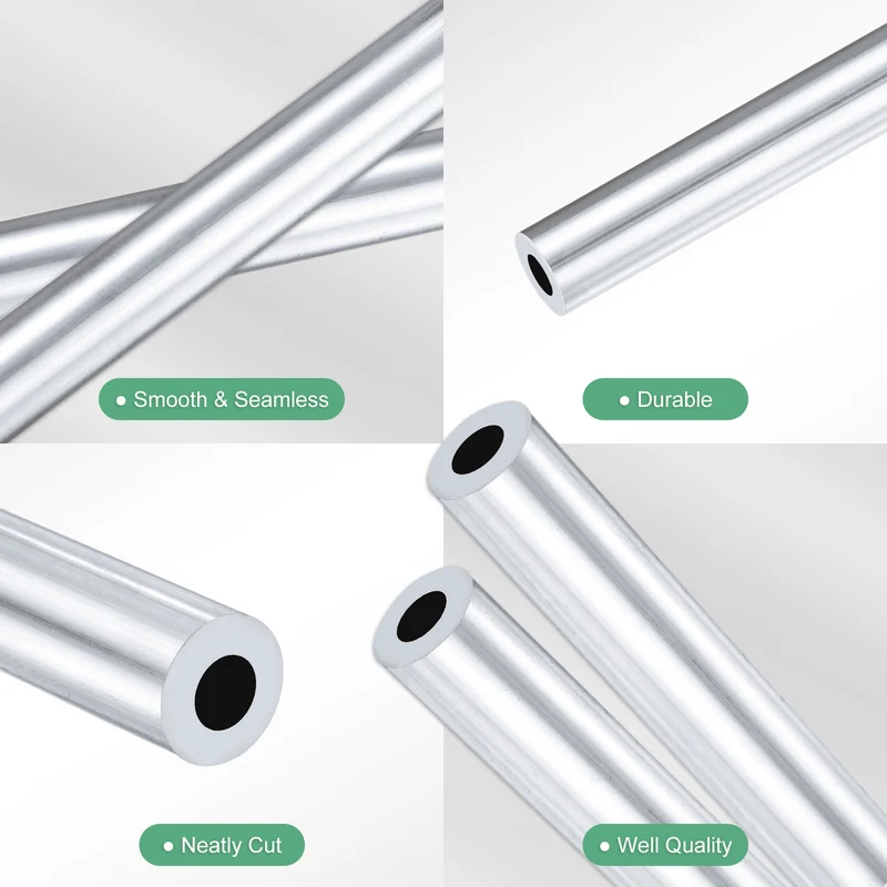 2-Pack 6063 Aluminum Round Tube, 7mmx14mm(IDxOD) 300mm Length Straight Tubing