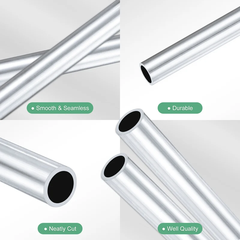2-Pack 6063 Aluminum Round Tube, 11mmx14mm(IDxOD) 300mm Length Straight Tubing