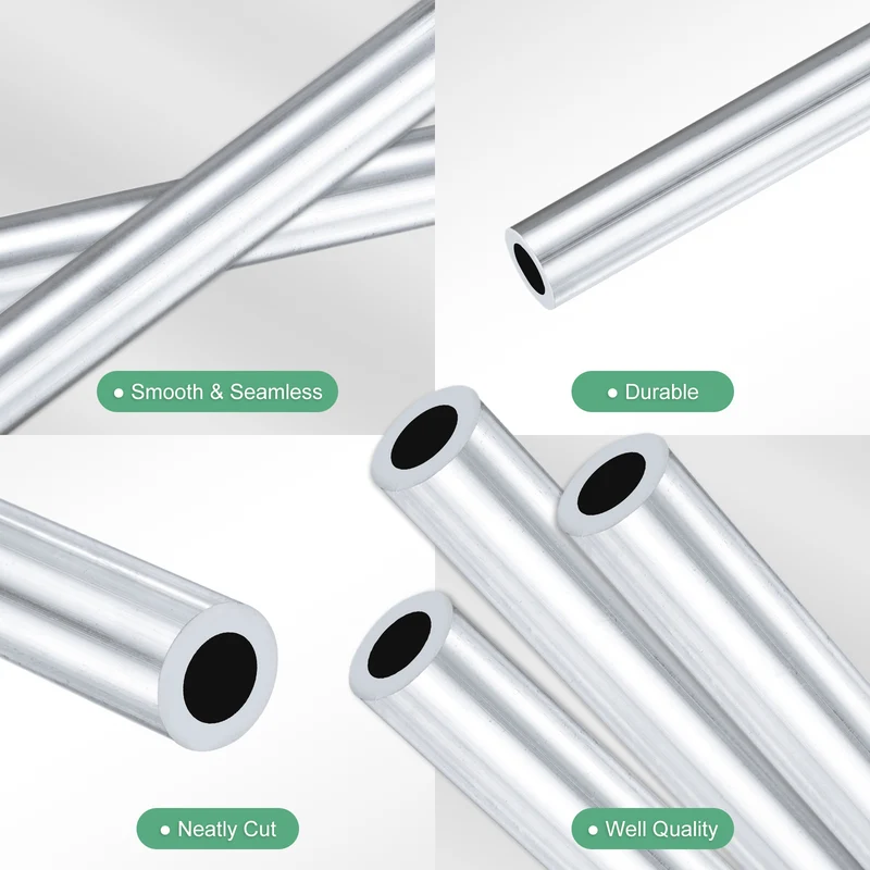 3-Pack 6063 Aluminum Round Tube, 8mmx13mm(IDxOD) 300mm Length Straight Tubing