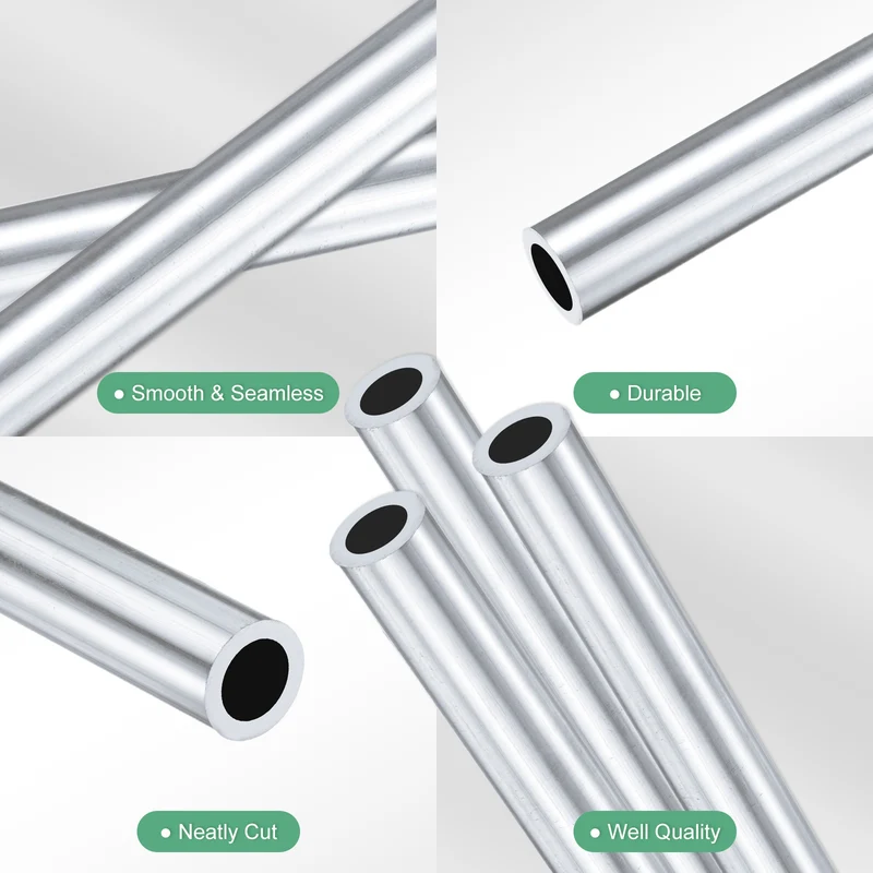 3-Pack 6063 Aluminum Round Tube, 9mmx13mm(IDxOD) 300mm Length Straight Tubing