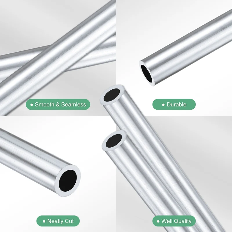 2-Pack 6063 Aluminum Round Tube, 9mmx13mm(IDxOD) 300mm Length Straight Tubing