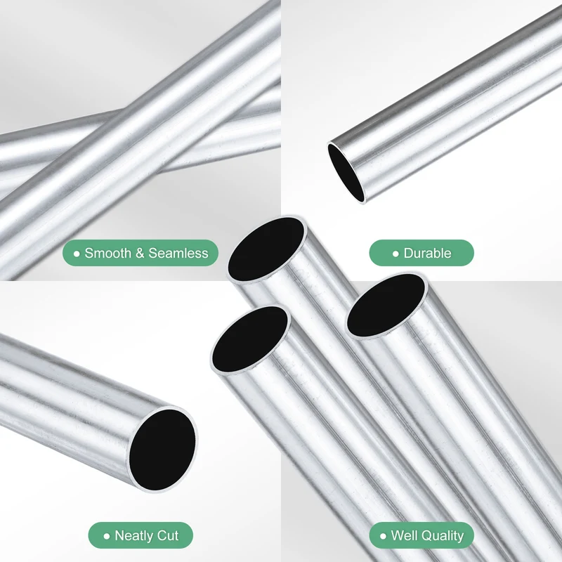 3-Pack 6063 Aluminum Round Tube, 10mmx12mm(IDxOD) 300mm Length Straight Tubing