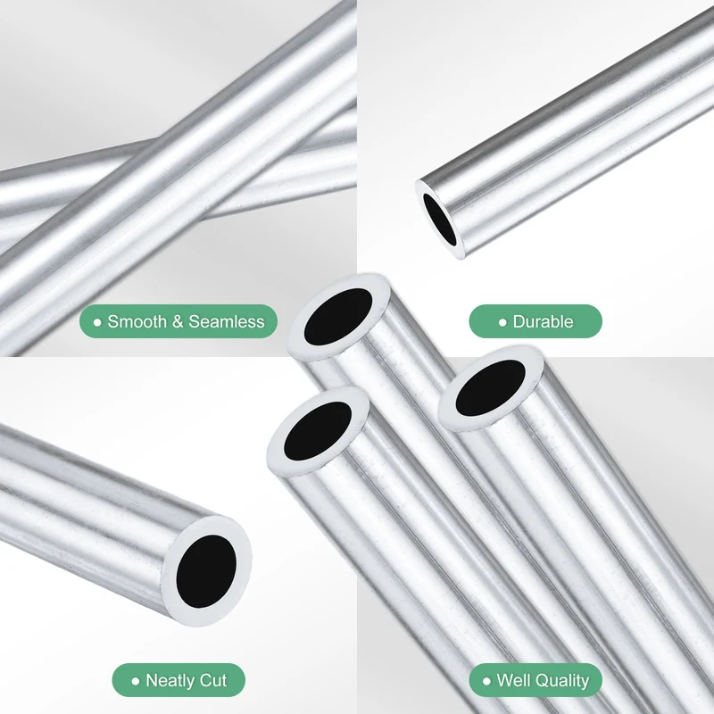 3-Pack 6063 Aluminum Round Tube, 8mmx12mm(IDxOD) 300mm Length Straight Tubing