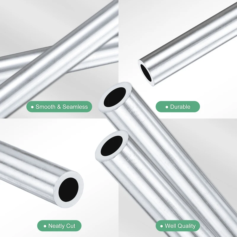 2-Pack 6063 Aluminum Round Tube, 8mmx12mm(IDxOD) 300mm Length Straight Tubing
