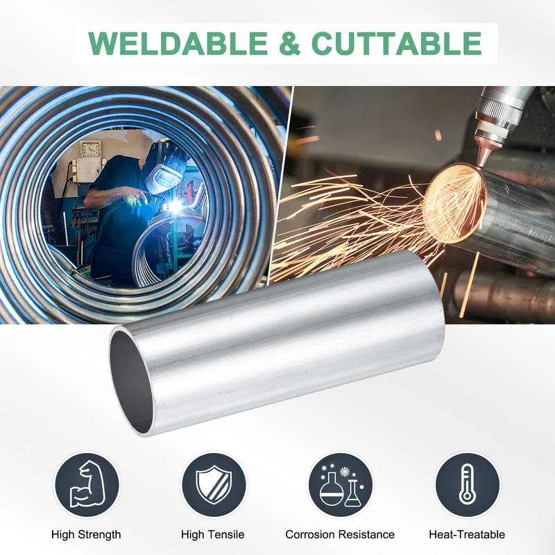2-Pack 6063 Aluminum Round Tube, 32mmx35mm(IDxOD) 100mm Length Straight Tubing