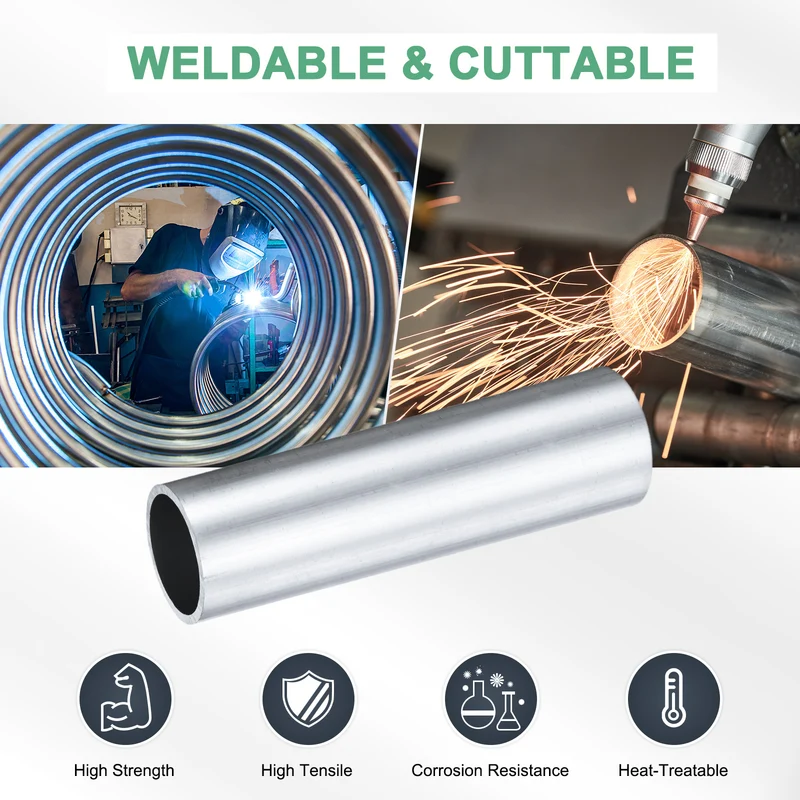 2-Pack 6063 Aluminum Round Tube, 24mmx28mm(IDxOD) 100mm Length Straight Tubing