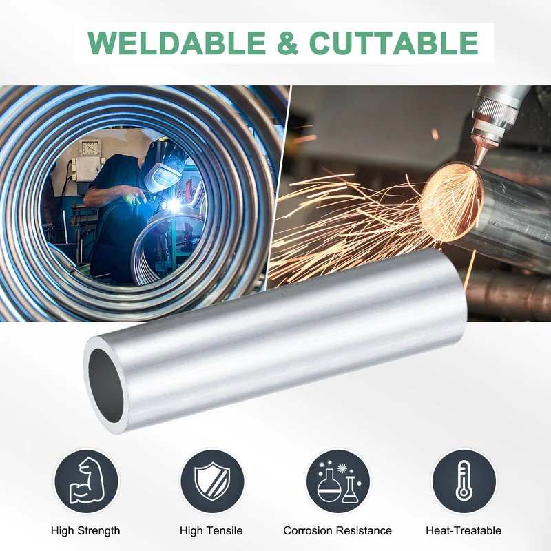2-Pack 6063 Aluminum Round Tube, 19mmx25mm(IDxOD) 100mm Length Straight Tubing