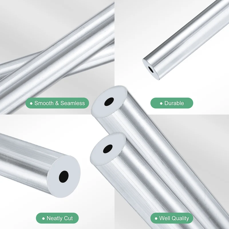 2-Pack 6063 Aluminum Round Tube, 5mmx16mm(IDxOD) 300mm Length Straight Tubing