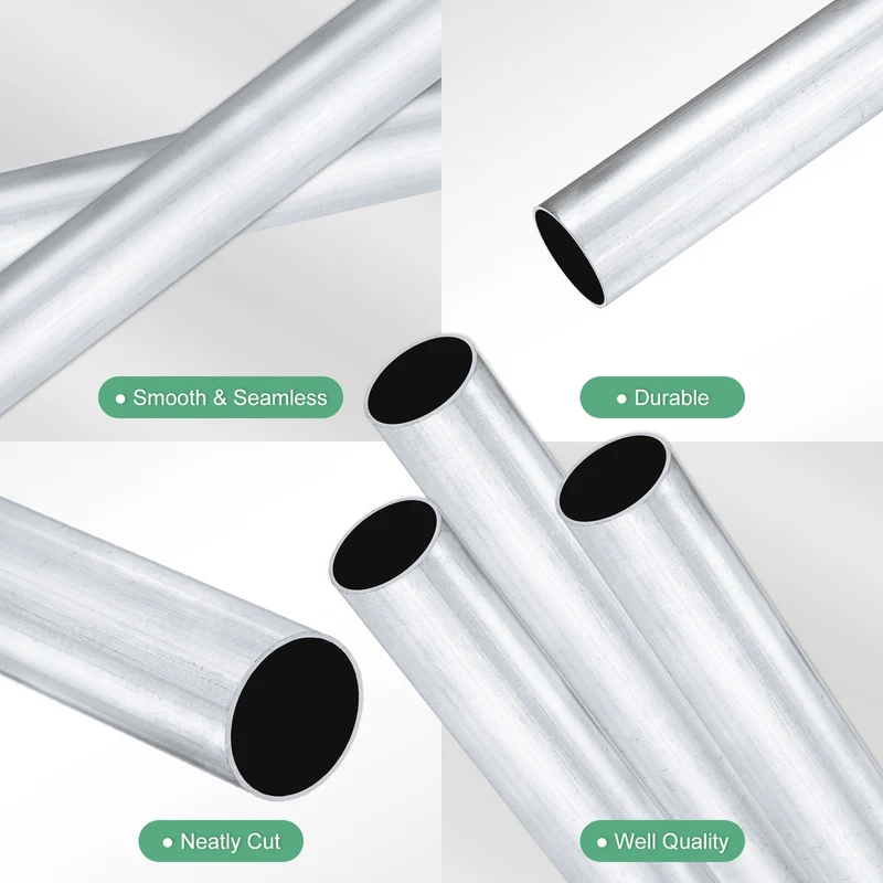 3-Pack 6063 Aluminum Round Tube, 13mmx15mm(IDxOD) 300mm Length Straight Tubing